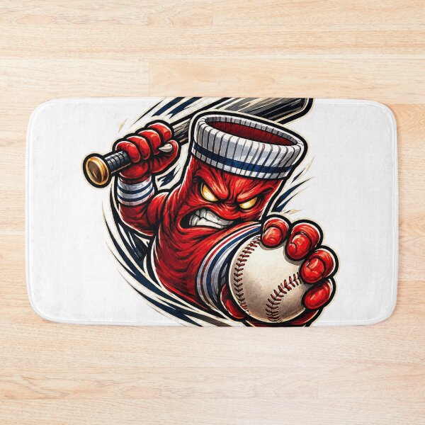 Item preview, Angry Red Sock Baseball Player Sports Mascot designed and sold by Pandora´s Box.