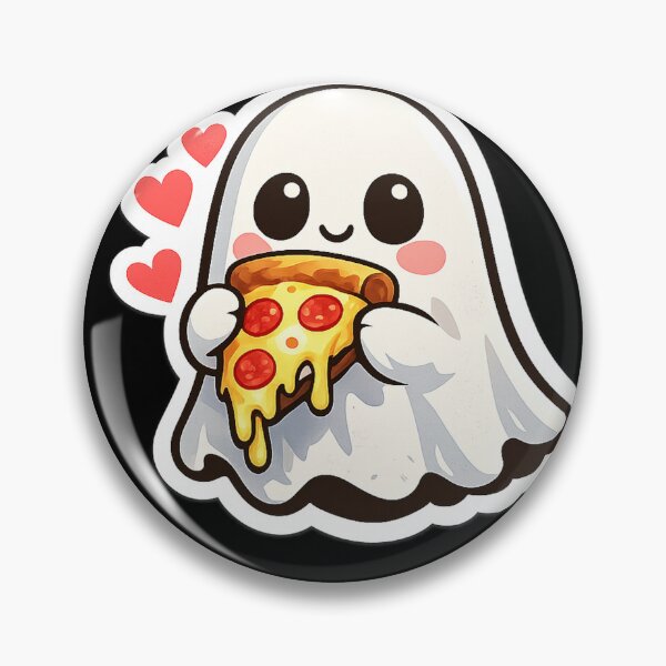 Item preview, Cute Ghost Eating Pizza Sticker – Kawaii Food Lover Ghost Vinyl Sticker designed and sold by DrizzyV.