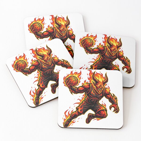 Item preview, Aggressive Fire Demon Basketball Player Sports Mascot designed and sold by Pandora´s Box.