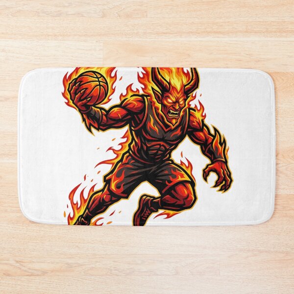 Item preview, Aggressive Fire Demon Basketball Player Sports Mascot designed and sold by Pandora´s Box.
