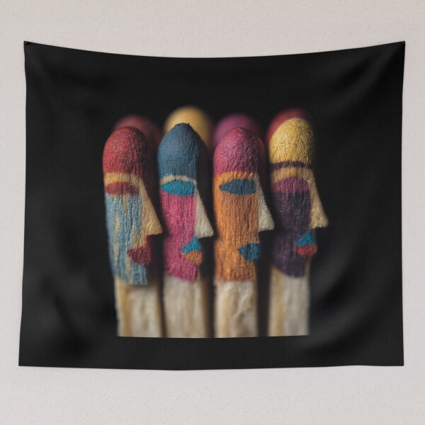 Item preview, Colorful Match Heads Human Faces – Creative Surreal Matchstick Art Design designed and sold by WordPlayStudio.