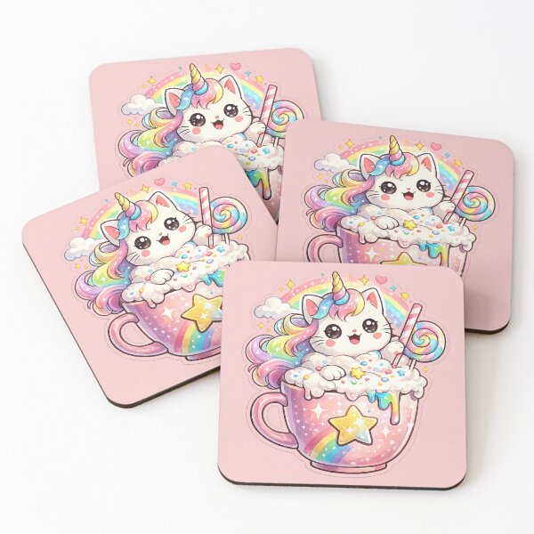 Item preview, Cute Unicorn Cat Rainbow Mug Sticker – Kawaii Fantasy Cat Sticker designed and sold by DrizzyV.