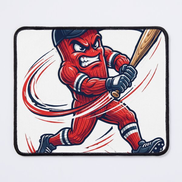 Item preview, Angry Red Sock Baseball Player Sports Mascot designed and sold by Pandora´s Box.