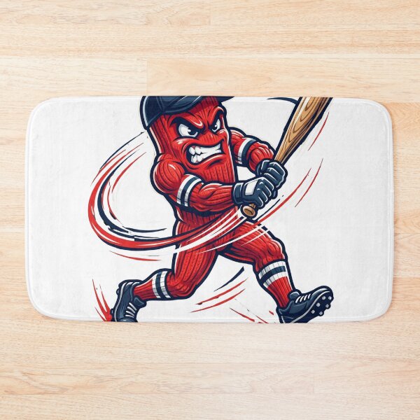 Item preview, Angry Red Sock Baseball Player Sports Mascot designed and sold by Pandora´s Box.