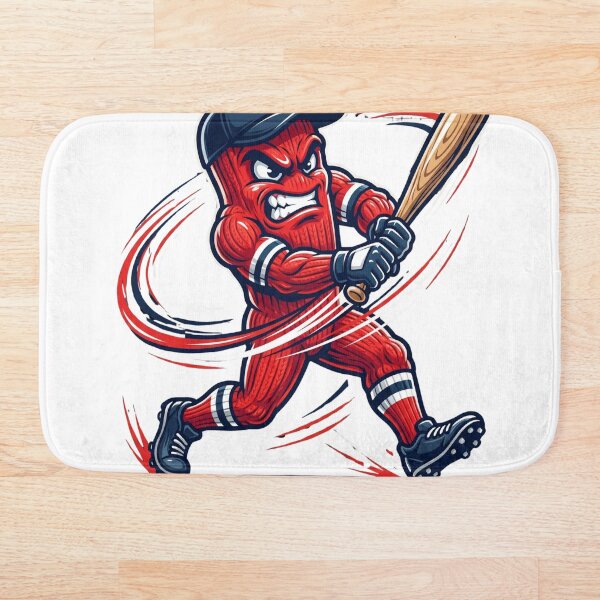 Item preview, Angry Red Sock Baseball Player Sports Mascot designed and sold by Pandora´s Box.