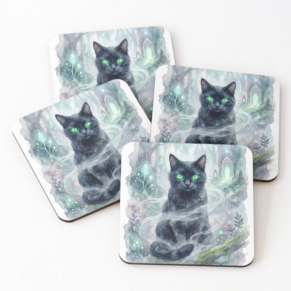 Item preview, Mystical Black Cat Felis Catus Spirit Forest designed and sold by RubisLeaf.