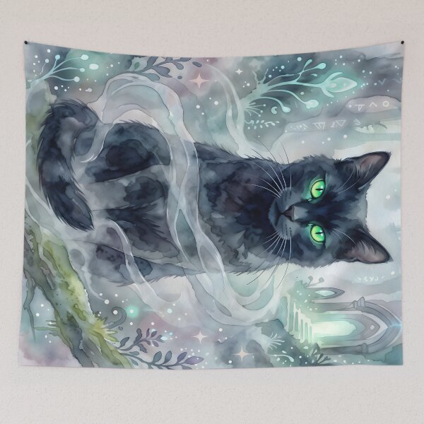 Item preview, Mystical Black Cat Felis Catus Spirit Forest designed and sold by RubisLeaf.