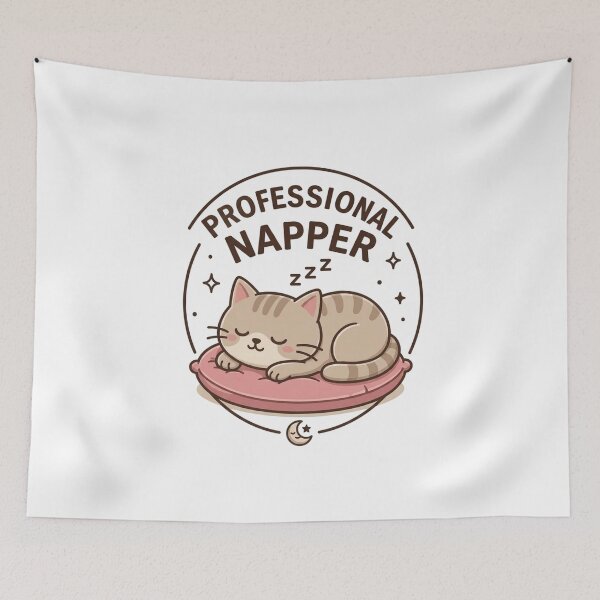 Item preview, Funny Sleeping Cat Illustration designed and sold by Log77.