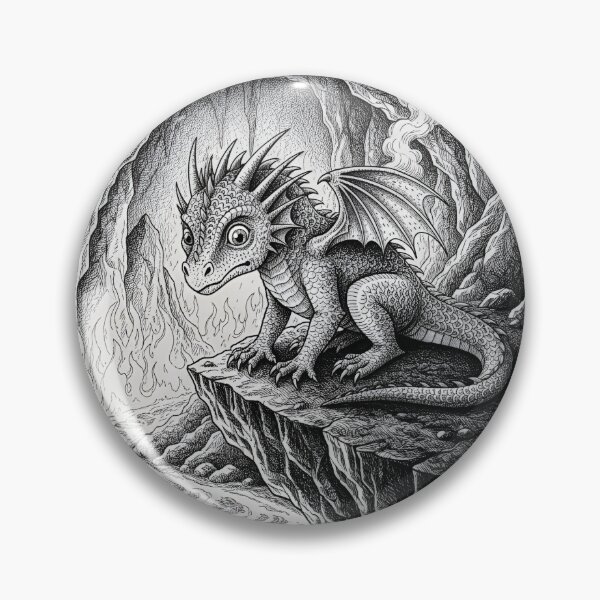 Item preview, Cute Baby Dragon in Mystical Cave with Flowing River Illustration designed and sold by Darkness Hole.
