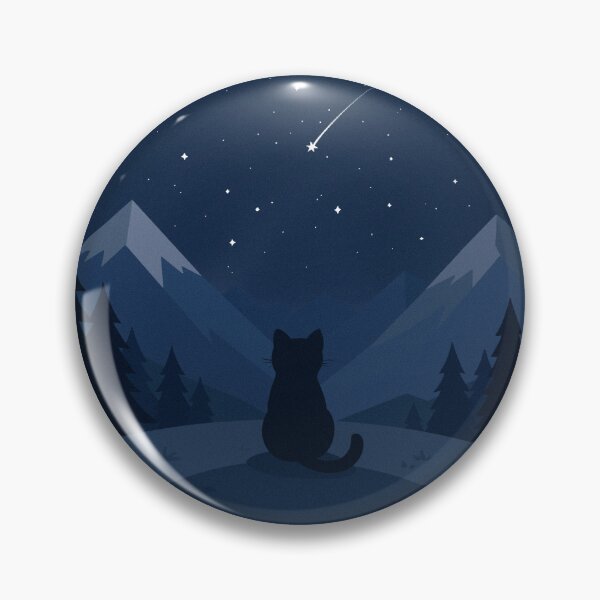 Item preview, Cat Under Starry Mountain Night designed and sold by OlhaDreamArt.