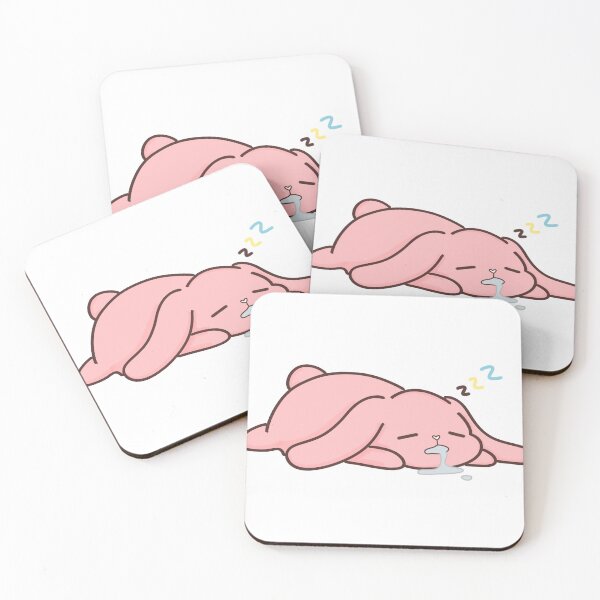 Item preview, The Ultimate Lazy: Heart-Drool Sleeping Pastel Pink Bunny Kawaii Illustration designed and sold by TheBO-tique.