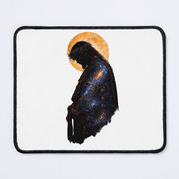 Item preview, Cosmic Christ Silhouette with Moon Halo – Sacred Galaxy Jesus Art designed and sold by Alt Christian.