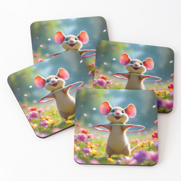 Item preview, Funny and cute mouse with a hula hoop designed and sold by MarionsArt.