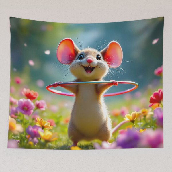 Item preview, Funny and cute mouse with a hula hoop designed and sold by MarionsArt.