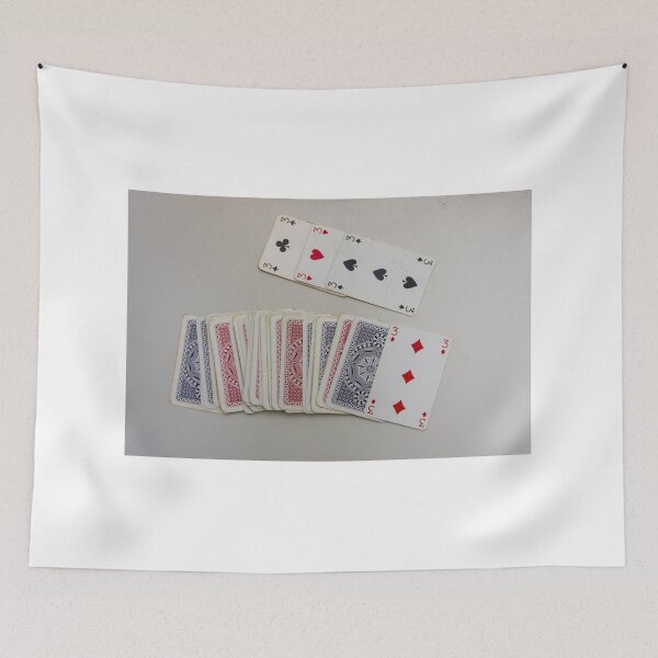Item preview, Playing Cards Spread on Table With Three of Diamonds and Mixed Back Designs designed and sold by Nmallia.