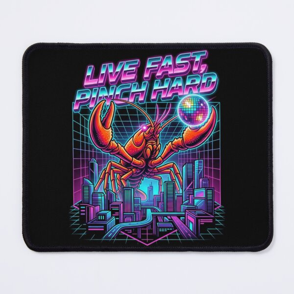 Item preview, Retro Neon Crawfish Godzilla - Live Fast Pinch Hard Cyberpunk designed and sold by nbg2012.
