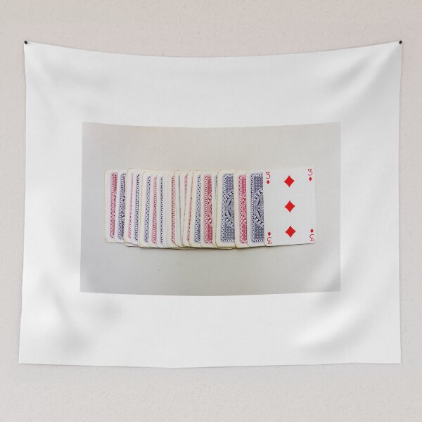 Item preview, Playing Cards Spread on Table With Three of Diamonds and Mixed Back Designs designed and sold by Nmallia.