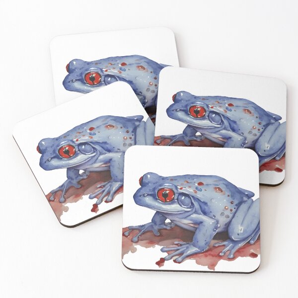 Item preview, Blue Frog with Red Eyes watercolor designed and sold by Mia's Menagerie.