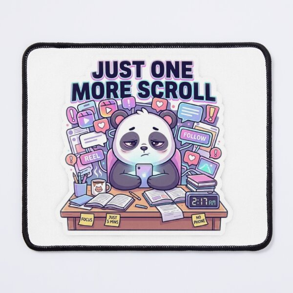 Item preview, Just One More Scroll Panda Sticker designed and sold by PixoNest.