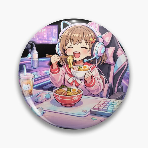 Item preview, Funny Anime Gamer Girl Eating Ramen Gamer Fuel Cute Gaming Food Lover Gift designed and sold by Im-Ara.