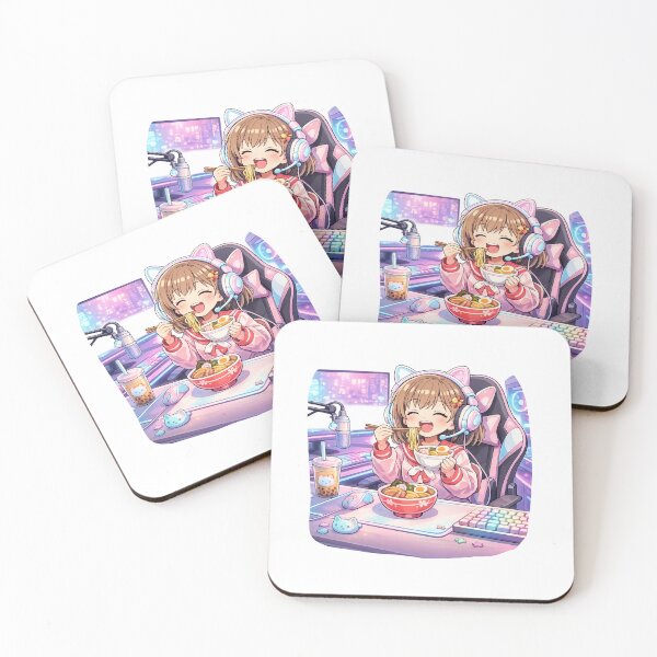 Item preview, Funny Anime Gamer Girl Eating Ramen Gamer Fuel Cute Gaming Food Lover Gift designed and sold by Im-Ara.