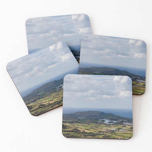 Item preview, Coastal Farmland Landscape With Greenhouses Overlooking Calm Sea Under Cloudy Sky designed and sold by Nmallia.