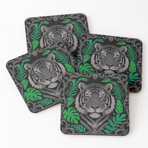 Item preview, black Tiger Embroidery Style Floral Design designed and sold by BELLZINHO - ARTES.