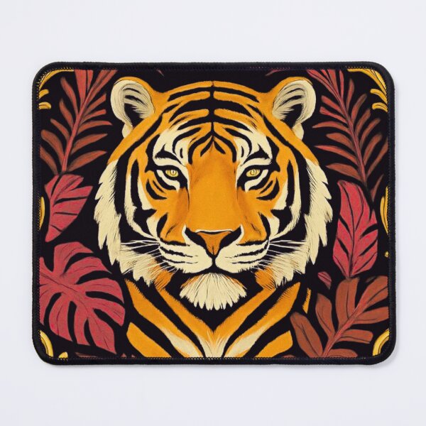 Item preview, Orange Tiger Embroidery Style Floral Design designed and sold by BELLZINHO - ARTES.