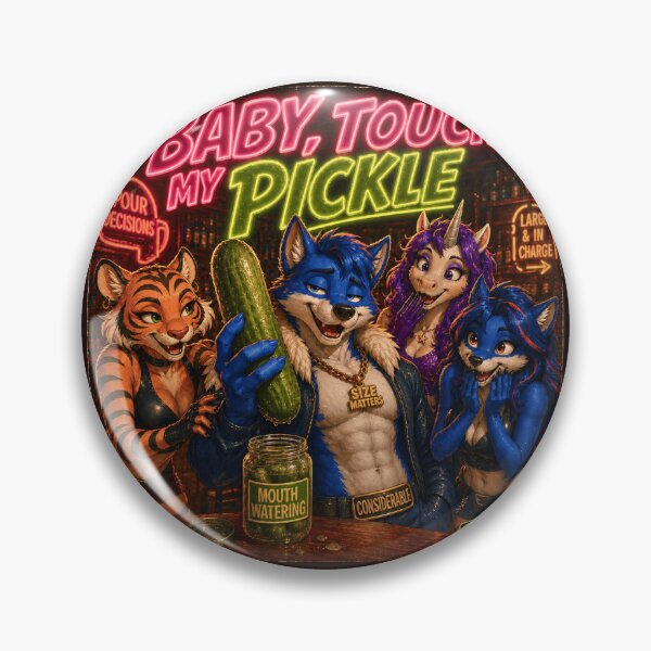 Item preview, Baby Touch My Pickle Funny Blue Fox Bar Shirt Sticker Poster designed and sold by A Sinister Sly.
