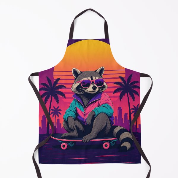 Artikelvorschau, Waschbär fährt Skateboard im Neon-Sonnenuntergang entworfen und verkauft von Imprearte.
