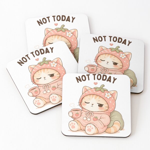 Item preview, Not Today Strawberry Cat | Cute Kawaii Aesthetic | Funny Introvert Mood Design designed and sold by The Mood Index.