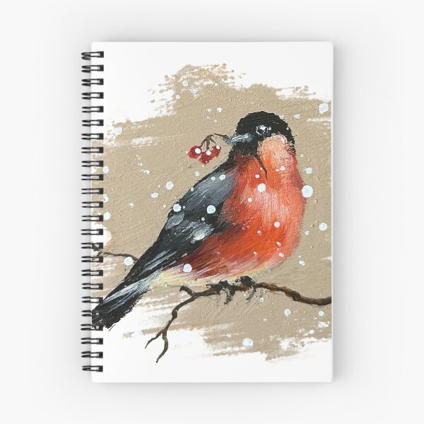 Item preview, Winter Bullfinch in Snow – Cozy Red Bird Nature Illustration designed and sold by Iras-Art-Corner.