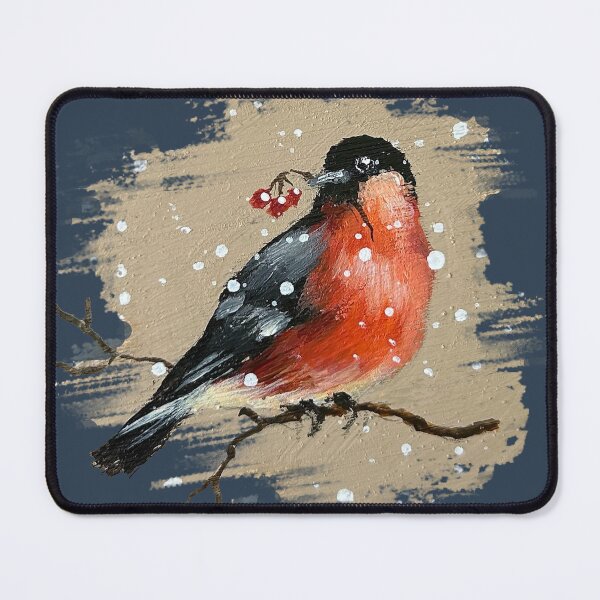 Item preview, Winter Bullfinch in Snow – Cozy Red Bird Nature Illustration designed and sold by Iras-Art-Corner.