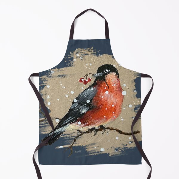 Item preview, Winter Bullfinch in Snow – Cozy Red Bird Nature Illustration designed and sold by Iras-Art-Corner.