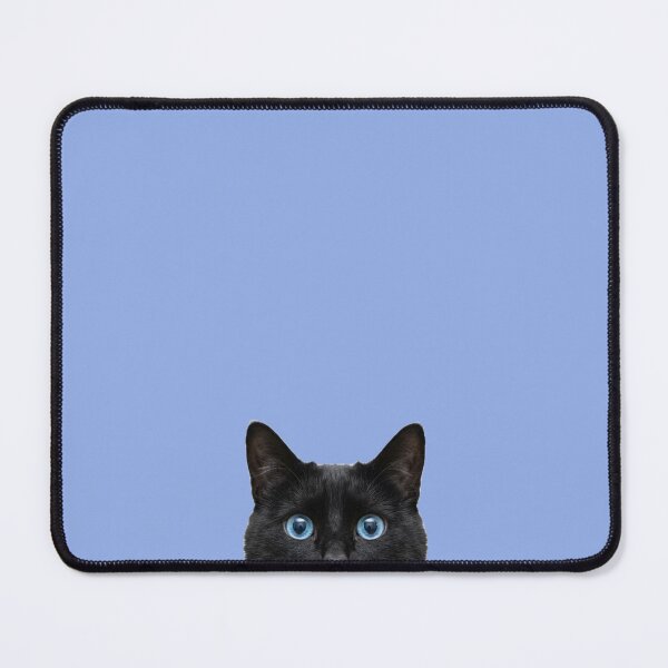Item preview, A blue-eyed black cat peeking with only its eyes showing designed and sold by Meowyy.