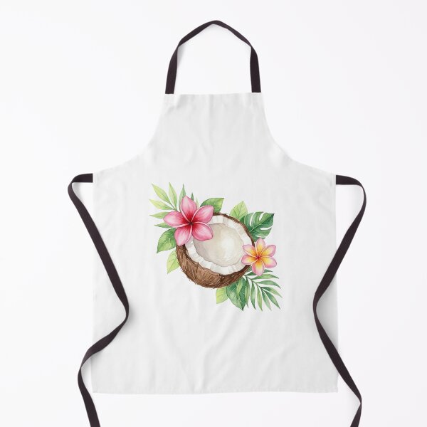 Item preview, A coconut surrounded by lush tropical leaves and flowers. designed and sold by shellle in the ocean.