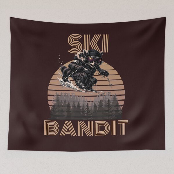 Item preview, Ski Bandit Raccoon Retro Sunset Skiing Animal Funny Winter Sports Design designed and sold by HOUSE OF TIST.