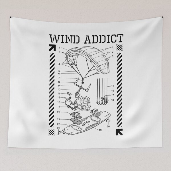 Item preview, Kiteboarding Kitesurfing Wind Addict Kite Surf Diagram designed and sold by GrandeDuc.