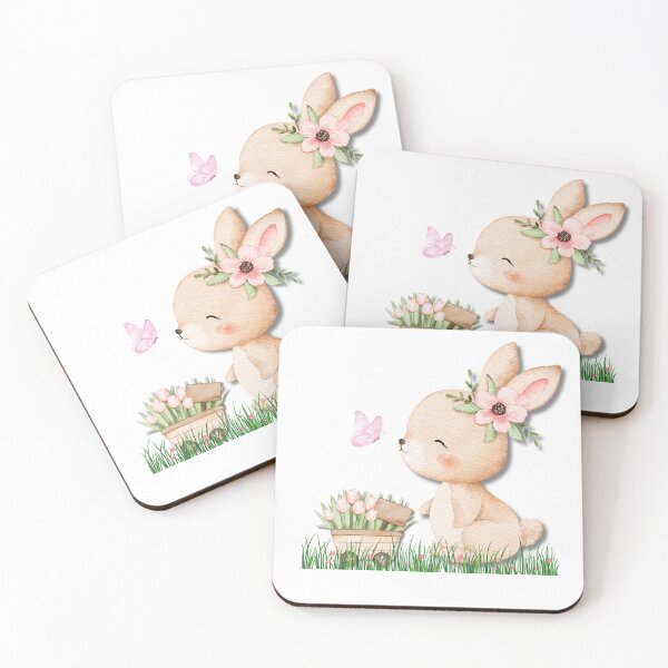 Item preview, Cute Bunny with Butterfly Watercolor Art designed and sold by Cutethings3.