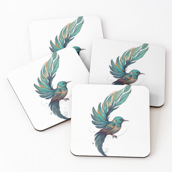Item preview, Elegant Flying Bird Teal Aesthetic Art designed and sold by Khatumeye.