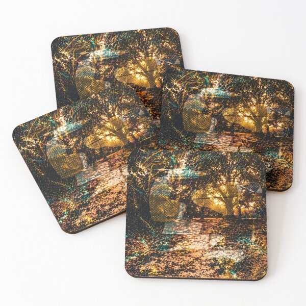 Item preview, Fragmented Trees: Gold & Turquoise Drift designed and sold by Engraved-Thread.