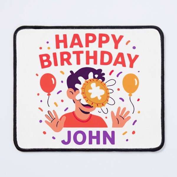 Item preview, Happy Birthday John - Funny Pie in Face Illustration designed and sold by BELLZINHO - ARTES.