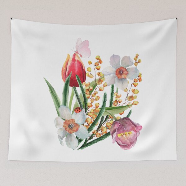 Item preview, Spring Flowers With A Butterfly And A Ladybug. designed and sold by Dinasshop.