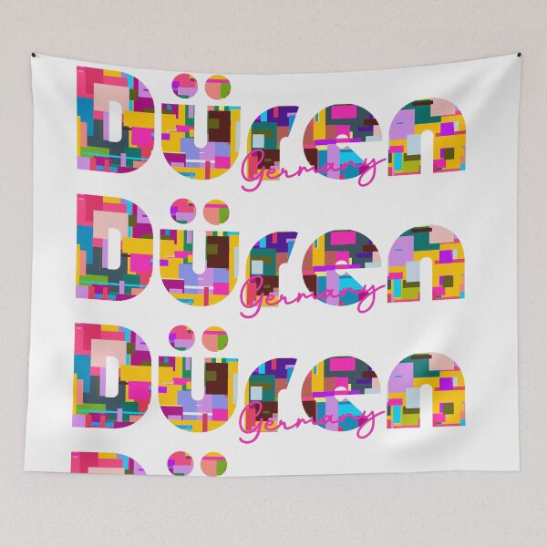 Item preview, Düren, Alemania, Arte tipográfico abstracto y vibrante de la ciudad designed and sold by Wanderful-roads.