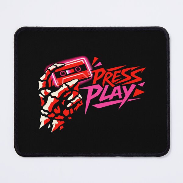 Item preview, Retro “Press Play” Cassette Tape Art with Skeleton Hand | Vaporwave Neon Nostalgia Design designed and sold by Bright Nest Studio.