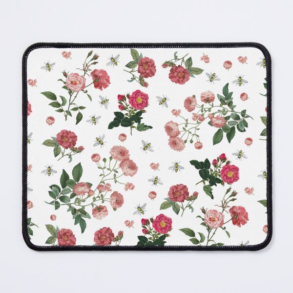 Item preview, Pink Rose Flowers Bees Vintage Redoute designed and sold by suivezmoi.