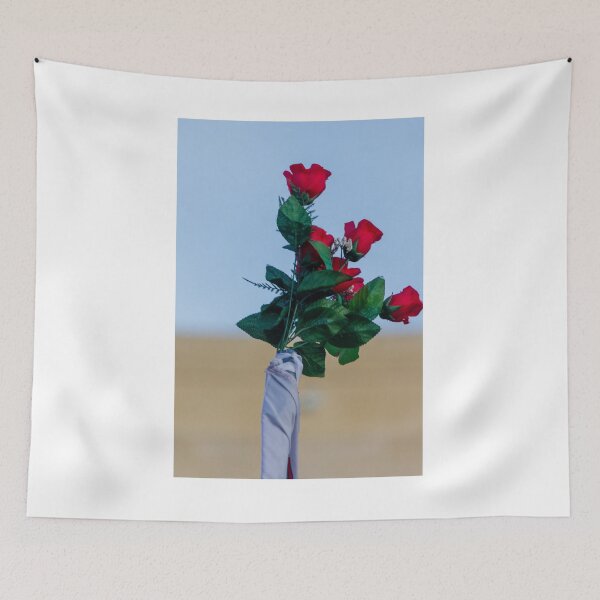 Item preview, Red Rose Bouquet Against Soft Blue Sky With Green Leaves and Wrapped Stem, Romantic Floral Close-Up designed and sold by Nmallia.