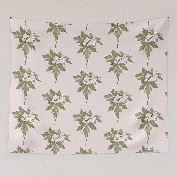 Item preview, Botanical illustration of the white woodland flower Anemonoides nemorosa designed and sold by Grin Katalina Floral Patterns & Cozy Art.