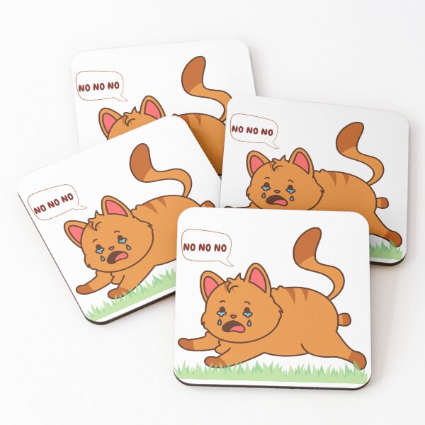 Item preview, Cute Crying Kawaii Cat NO NO NO Funny Meme Cartoon Sticker designed and sold by Pandey14.