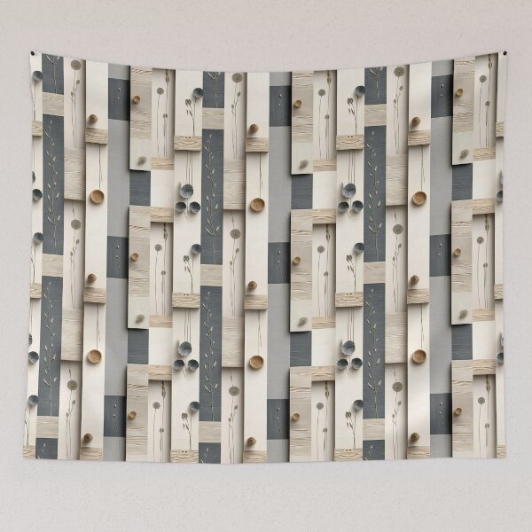 Item preview, Minimalist Wooden Plank Pattern with Bead Details and Floral Accents designed and sold by semenol.